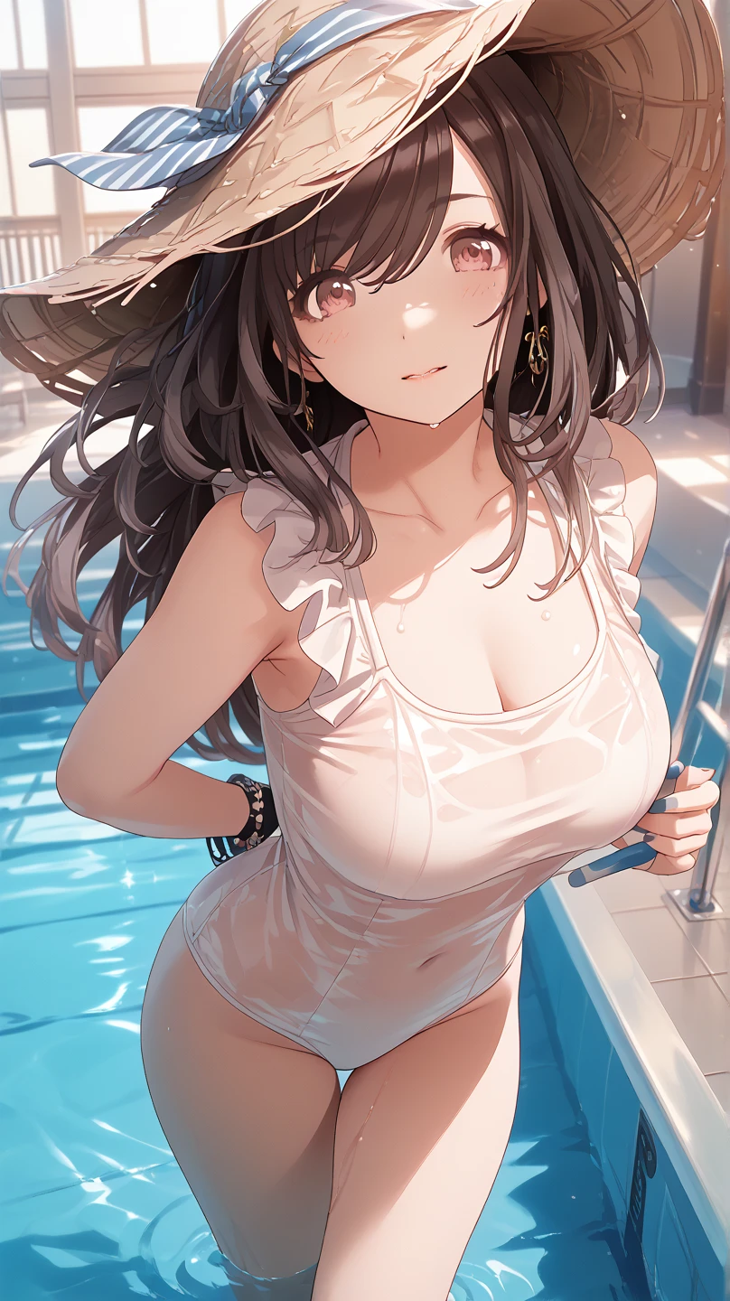 (Masterpiece:1.2, high quality), (pixiv:1.4), (1girl:1.2), (solo:1.2), (shenqi:0.6), ,
kasumigaoka utaha,Mature female body,red eyeshadow,large breasts, swimsuit under clothes, white hairpin,red eyes,blush,smirk,
out door,Swimming pool, top floor, (night:1.5), stars, lights, plants, potted plants, luxurious swimming pool,There are many beautiful girls in bikinis in the background
<lora:kasumigaokaUtaha_v1:0.7>