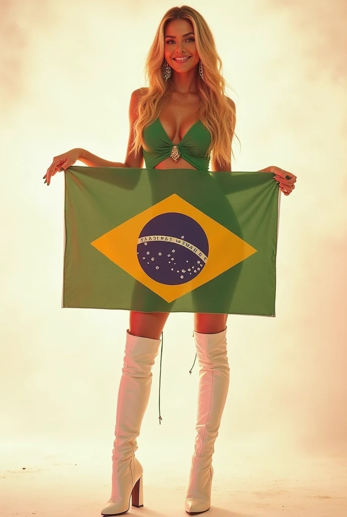 Make blonde Amanda in this same pose wearing an identical outfit in an identical setting, cabelo loiro