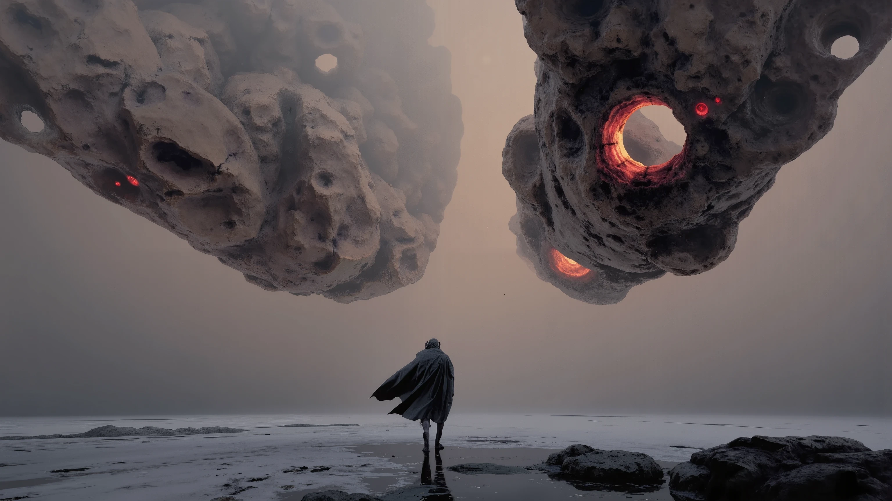 场景由巨大的管道和电路纹理组成,A lone figure walking across an icy plain, their path marked by large, floating geometric forms that glow softly in the twilight, surreal ink fantasy illustration, intricate fine-line details, rich cinematic lighting, organic textures merging with figures, muted earthy tones with glowing red and gold highlights, dreamlike psychological atmosphere, dark fantasy storytelling, ethereal supernatural elements, negative space blending into surreal backgrounds.维度转换建筑设计,全部由几何形体构成的建筑,unreal engine:1.4,超高清,质量最好:1.4, fotor现实主义者:1.4, 杰作:1.8, 超凡脱俗, , 新星球的殖民地, 阴郁氛围, 狂野的气氛, 恶劣的环境, 令人惊叹, 令人惊叹的艺术品. (质量最好,4K,8千,高分辨率,杰作:1.2), 超详细的 ,(现实主义者,fotor现实主义者,fotor现实主义者:1.37),HDR,超高清,工作室照明, 超薄涂料, 清晰的焦点, 基于物理的渲染, 非常详细的描述, 专业的, 梦幻城市, 帝国的首都, 超高摩天大楼. 用于停泊星际巡洋舰的太空塔, 刺破天空, 这条河穿过城市, 城市花园中的瀑布, 超高瀑布, 从不睡觉. , 它的建筑奇迹体现在未来派风格中,Город 充满活力, 现代科技与传统的阿拉伯豪华城市结构无缝融合.. This is an 令人惊叹 piece of art, 使用Pixai, 让强大的人工智能模型焕发生机, 展现我们想象力的无限创造力和可能性. 在 Pixai 体验未来城市景观,沉浸在幽灵般的艺术世界中, 充满熔岩的深不见底的裂缝, 熔岩瀑布, 火与烟, 一艘运输飞船停泊在宇宙港航站楼, 科幻感,金属质感,大广角构图。场景空旷感,神圣感, 栅格光影,天空中有一个金色的圆环发着光,营造出深度感和视角感, 暗色调,影视构图,广角构图,电影光照,Art by Piotr Jabłońsrk4rt,Billie Eilish