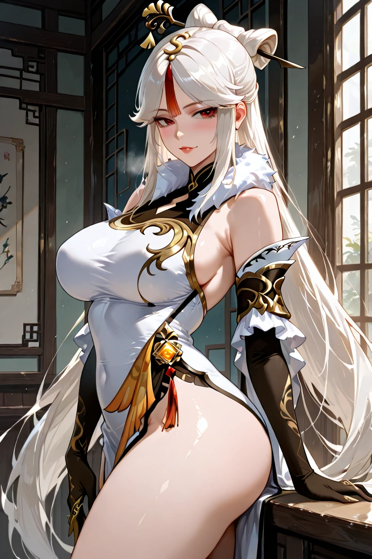 Pirotess, cute elf loli,girl, 1girl,(((little loli,tiny little body,small))),(((6 ))),((anime elf loli with extremely cute and beautiful braided hair)),(((elf, elf earlat chest))),((((silver hair:1.35,twintails braids hair,colored inner hair,ear breathing)))),(((red_eyes:1.3))),intricate eyes,beautiful detailed eyes,symmetrical eyes,big eyes:1.5,(((lustrous skin:1.5,bright skin: 1.5,skin tanned,shiny skin,very shiny skin,shiny body,plastic glitter skin,exaggerated shiny skin,illuminated skin))),(,detailed body,detailed arms,(detailed face)), cute,slutty,erotic,daring,nsfw, zettai ryouiki,revealing clothing,show skin,(((Sexy red fur coat, red fur coat outfit, wearing a red fur coat:1.3,red winter coat))), ((red minkirt,red mini skirt with furry edge,visible thong straps)),((underpants strap)),(white gloves,red clothes,semi-naked,with little red clothing,((((furry edge clothing)))),(((intricate outfit,intricate clothes,embroidered outfit,ornate outfit,embroidered clothes,ornate clothes))), (dynamic pose:1.0),embarrassed,(centered,scale to fit dimensions,Rule of thirds), inside,indoor,((cozy gothic room)),scenery:1.25,((intricate scenery)),((winter decorations)),Christmas tree, (Glossy winter ornaments),highres,sharp focus,(ultra detailed,extremely detailed),(photorealistic artwork:1.37),(extremely detailed CG unity 8k wallpaper),(((vibrant colors,vibrant theme))),(intricate),(masterpiece),(best quality),