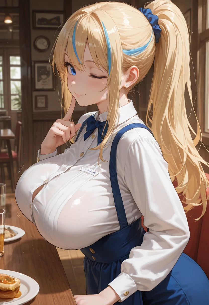 fang, 1girl, blond, pony tail, blue eye, Huge breasts, hanging breasted, huge breasted, dirndl, bare nipples, bra aside, panties aside, Looking at Viewer, Smile, skyporn, (Background: medieval tavern), kotoberfest, From above, Nipple Tweaking, Areola, big areolae, puffy nipples, nipples through, (((cum in mouth, cum in pussy, cum on body, cum on breasts, cum on hair, excessive cum, pussy cum))), ((best quality)), {{curtsey}}, oral invitation, finger to mouth