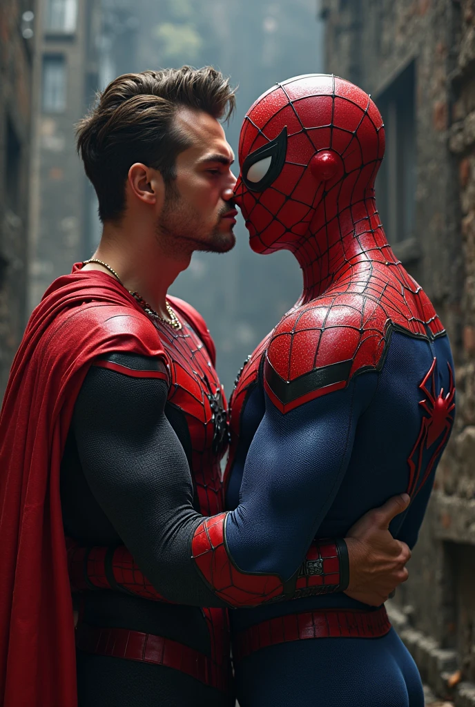 Robert Downey Jr. kisses Tom Holland