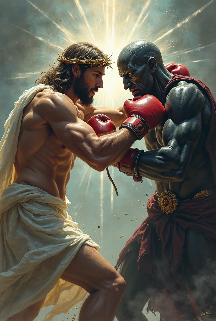 Jesus qui coach un boxeur face à c’est problème depuis l’extérieur du ring 