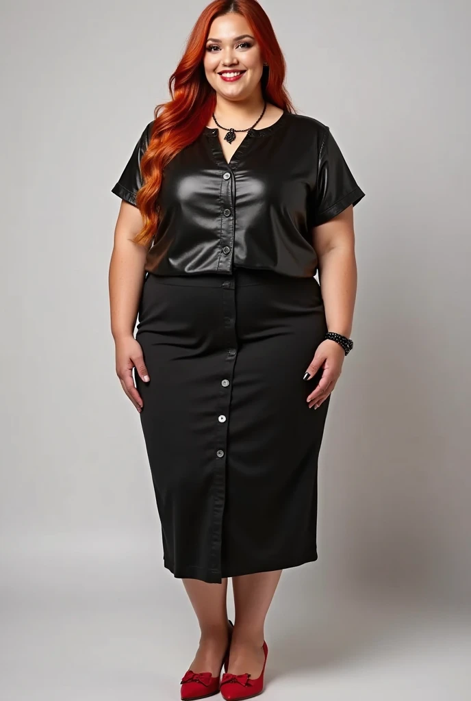 最high quality, 8k, Vibrant, Sharp focus, high quality, High resolution, Middle-aged women, Mature Woman, 55 years old, (Whole Body Ezbian), (High heels face detail, Highly detailed eyes, Plump figure、Plump face、((big 1.6))、(((Large Breasts)))、((Black leather clothing))、garden、Random Hairstyles、A kind smile、