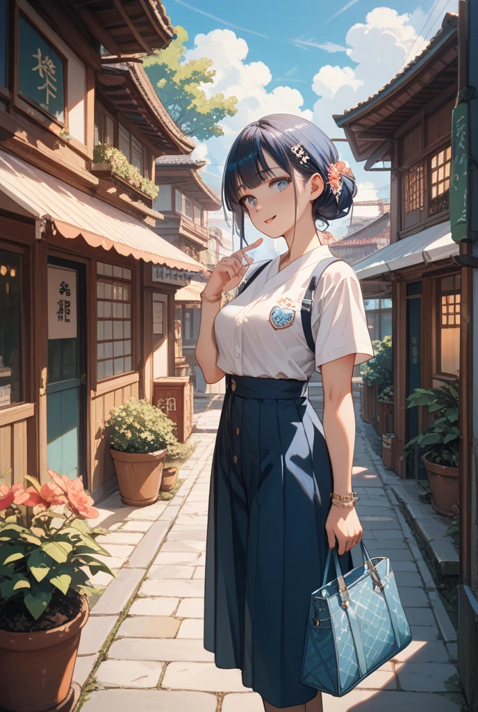 Rikka body, rikka takarada, Black Hair, blue eyes, Long Hair, orange Scrunchie, Scrunchie, wrist Scrunchie,Off-the-shoulder sleeveless dress,Bare shoulders,Bare neck,Bare arms,bare clavicle,Long skirt,sneakers,Baseball hats,happy smile, smile, Open your mouth,Shoulder length and short braids,whole bodyがイラストに入るように,
break outdoors, Coastal Road,In town,
break looking at viewer,whole body, (Cowboy Shot:1.5),
break (masterpiece:1.2), highest quality, High resolution, unity 8k wallpaper, (figure:0.8), (Beautiful fine details:1.6), Highly detailed face, Perfect lighting, Highly detailed CG, (Perfect hands, Perfect Anatomy),