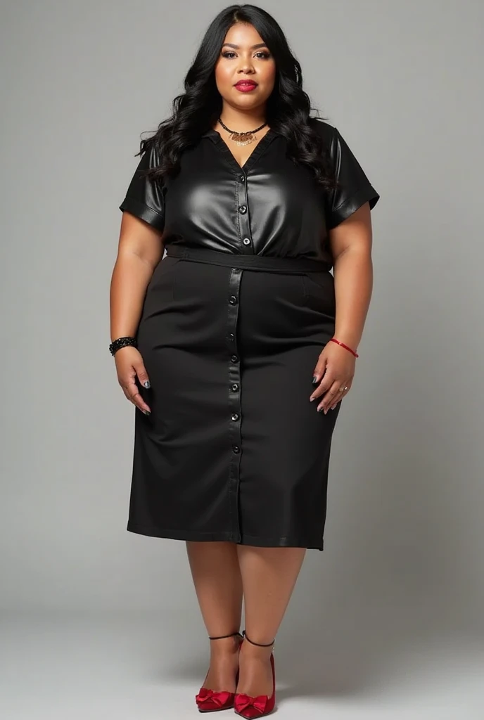 (masterpiece), best quality, expressive eyes, perfect face, Dark hair, dark skin, Camila Noceda, Maid_Dress, and 'small sexy chubby belly, 'chubby', but 'curvy', 'chubby young woman, robot skin, robot skin, cyborg, joints, robot joints, science fiction, android