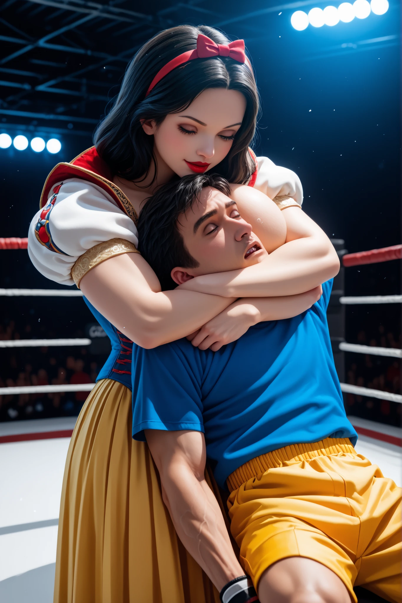 core_9, score_8_up, score_7_up, best quality, masterpiece, source_anime zPDXL2 rating_safe, BREAK , princess_peach,
1girl. 1boy, bearhug, carrying, carrying person, , face to face, , lifting person, arched back, pain, wrestling, wlestling
<lora:bearhugv1:1.2>