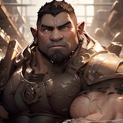 Orc symbaroum，Brown hair，Assassin clothes，Chained