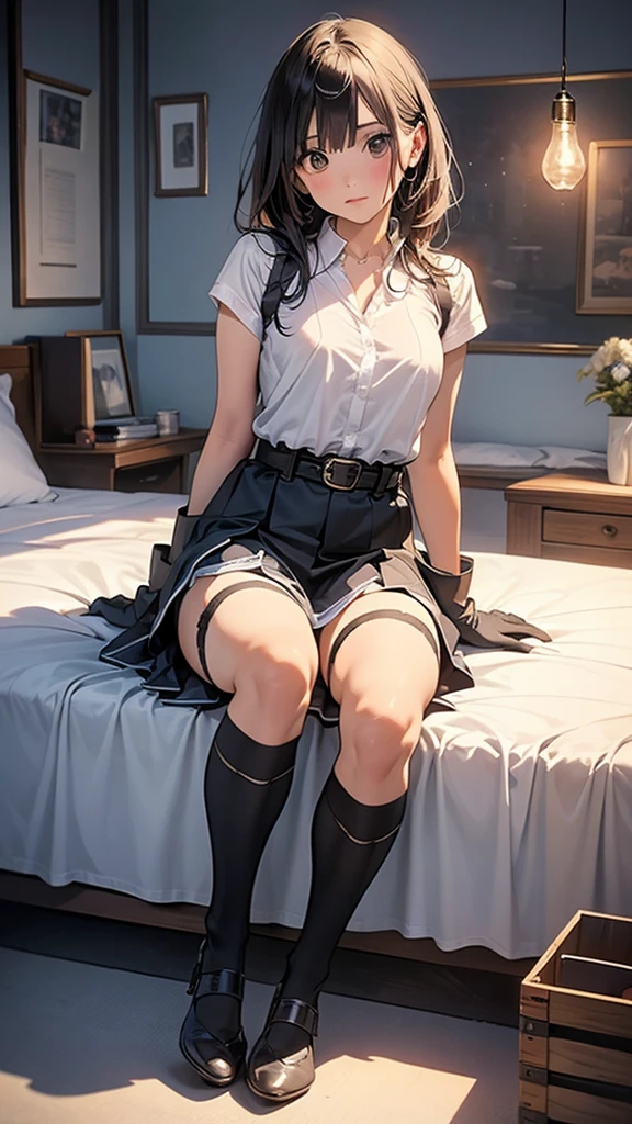 1girll,Long legs,black lence stockings,white legwear,full bodyesbian