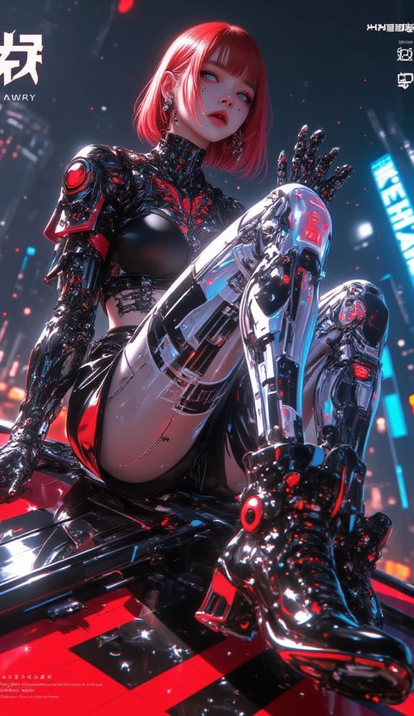 (masterpiece, top quality, best quality, official art, beautiful and aesthetic:1.2), (1girl:1.3), extreme detailed,colorful,highest detailed ((ultra-detailed)), (highly detailed CG illustration), ((an extremely delicate and beautiful)),(from side),cinematic light,((1mechanical girl)),solo,full body,(machine made joints:1.2),((machanical limbs)),(blood vessels connected to tubes),(mechanical vertebra attaching to back),((mechanical cervial attaching to neck)),(sitting),expressionless,(wires and cables attaching to neck:1.2),(wires and cables on head:1.2)(character focus),science fiction,white background,(blood:1.5),(nsfw)