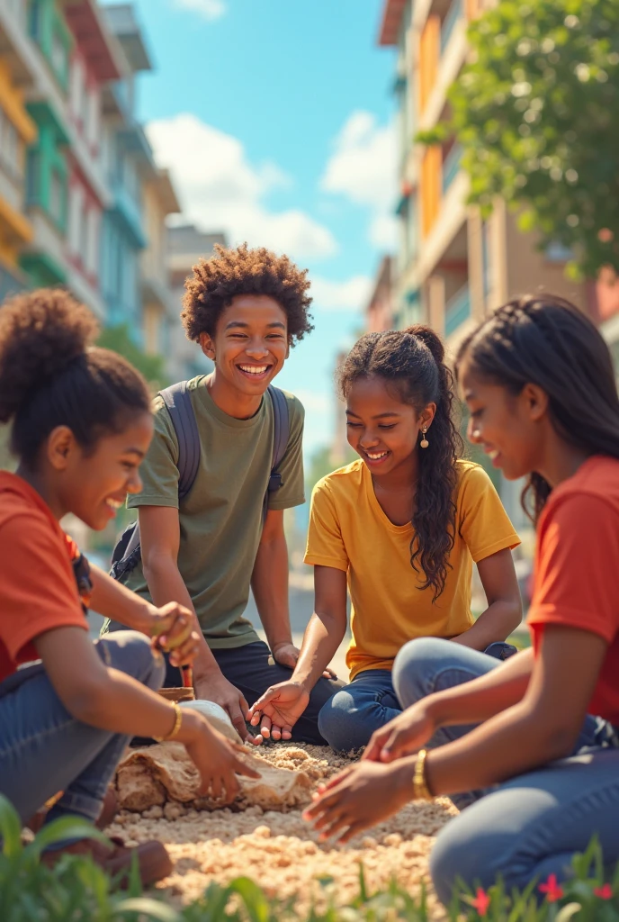 high quality photo exposure of a{few seven grader kid sitting in circle talking each others}, happy faces, detailed faces, skin pores, cinematic shot