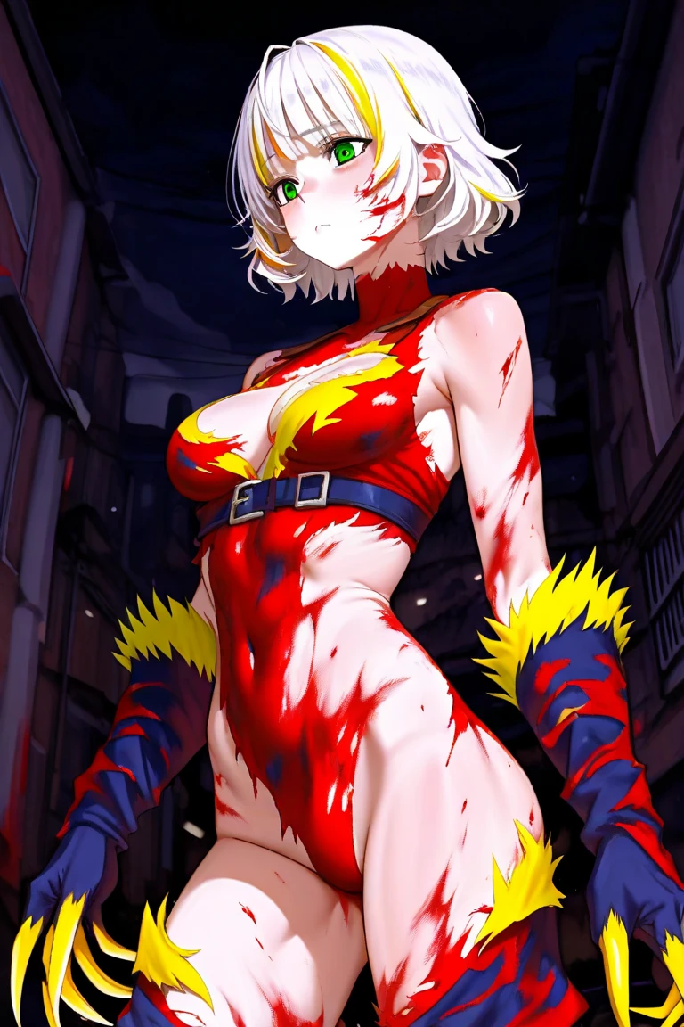 1girl, (solo), short curly hair, golden hair, small breasts, light blue eyes, small size, fair skin, perverted face, red cheeks, fangs, naked, full body, lots of cum on sex, standing, (night), blood moon, medieval town, town behind (very sexy body, detailed face, masterpiece, highly detailed, 8k, best quality, vibrant colors, digital art, concept art)