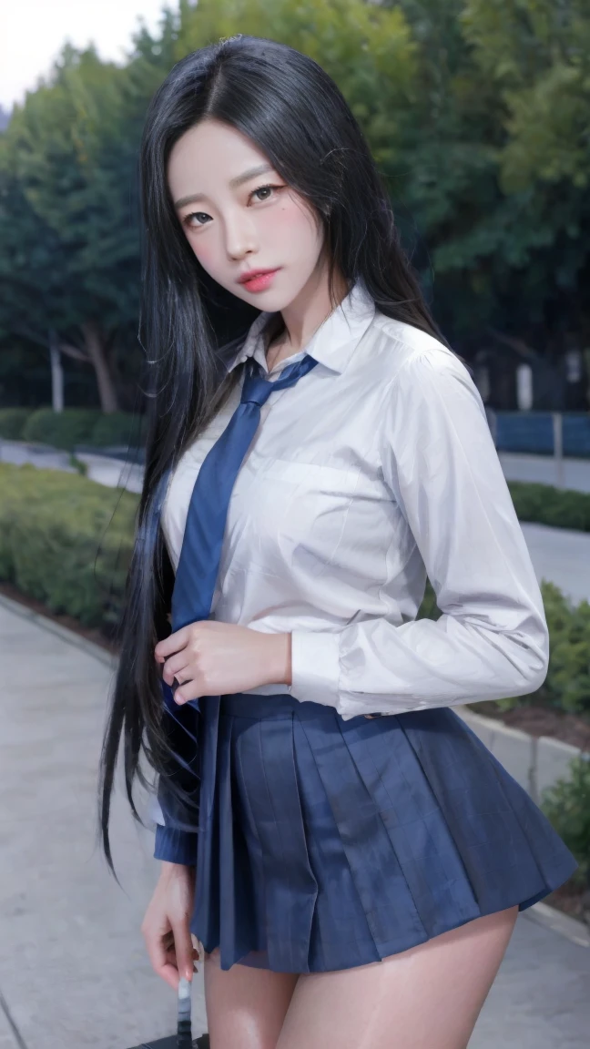 Ultra photo realsisim, 8K, CG,s the perfect face,flawless perfection,Ren,tmasterpiece,professionalartwork,famousartwork,s the perfect face,beauitful face,beautidful eyes,((((Double ponytail)))),((Perfect female body)),独奏,(immersiveatmosphere,lightand shade contrast:1.5,Bright light:1.2,lumnious),(Blushlush:0.5),Enchanting expression,Ultimate detail_The eye,thick thight,huge tit,Exquisite background,depth of fields,photorealestic:1.3,Faraway view,1girll,The shirt,pleatedskirt,school uniform,Sit Pose,((((full bodyesbian)))),(ambient lights:1.3),(cinematic compositions:1.3),(neonlight:0.1),(hdr:0.1),emphasis lighting,White panty hose,(((clear clothing))