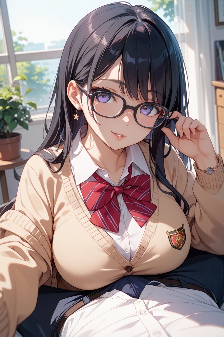 (highest quality:1.4), (High resolution:1.2), Sharp contours, Long Hair, highest quality, masterpiece,Glasses,Voice of the Heart,yandere,Browsing Caution,nude,facial,Excessive ,Chest to chest,Ecstasy,saliva,blush,Heterochromia iridis,Colorful Hair,Dynamic configuration,