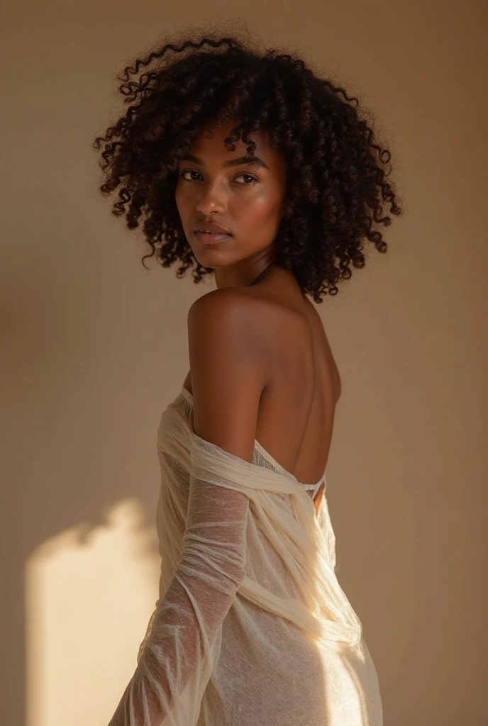 A 24 years old black girl naked with afro hair
