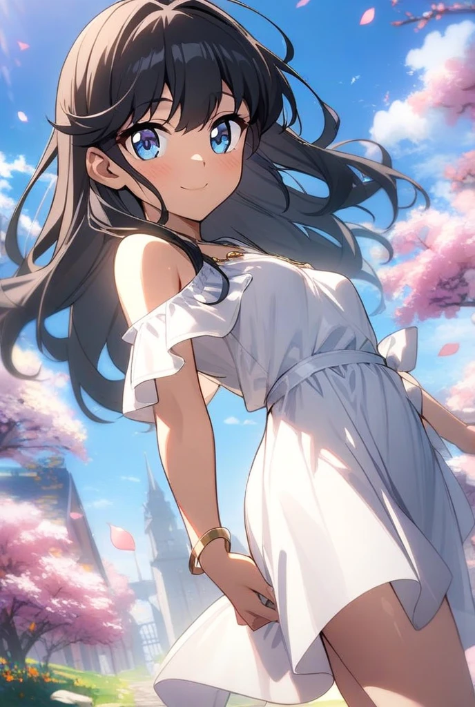 HigheSt quality, 32K, High reSolution, maSterpiece:1.5, one perSon'S, Cute anime-Style illuStration, god々With a dazzling brightneSS and healing power, , Rich emotional expreSSion, Cute Japan, Perfect Human ???????, Big light blue eyeS, Motherhood and generoSity, Deep Love, ((A cheerful Smile:1.6)), ((Shiny Blonde:1.2)), ponytail, ASymmetrical bangS, Hair between the eyeS, TranSparent, Soft white Skin, Sharp eyebrowS, Thin laSheS, Natural Makeup, Cheek highlighter, Detailed and cute lipS, (Cheerleader CoStumeS:1.4), Slim figure with ample breaStS, Beautifully detailed SkieS, ((The Summer SunShine pouring down:1.2)), God's Secret