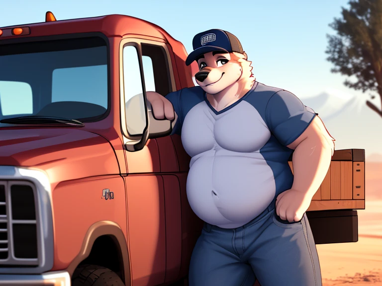 Solo, male, mastiff, mastiff dog, hungry expression, big face, canine teeth, brown eye, detailed eyes, overweight, flabby, big, massive, giant, fat, tall, big arms, fluffy body, hairy armpits, by dangpa, by ghostfood, by glitter trap boy, (white sweat stained tank top, messy clothes, dirty, oil stains, pants pulled down, hard penis, exposed penis, no pants, naked bottom, hard red penis, fluffy balls, wet, precum, detailed crotch))), sitting on chair, legs spread, bare feet, claws, masturbating, stroking penis, holding penis, pleasure, orgasm face (car mechanic workshop, day time, messy), white eyes, black pupils