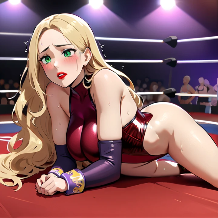 Sweaty and intense orgasm、Full Color、Photorealistic、女子wrestling、Dynamic Pose、leotard、Dazzling Light、wrestling、An enthusiastic crowd watches、(Woman in sheer latex wrestling outfit licking woman's genitals)、Cunnilingus orgasm、Orgasm Face。cunnilingus battle,
