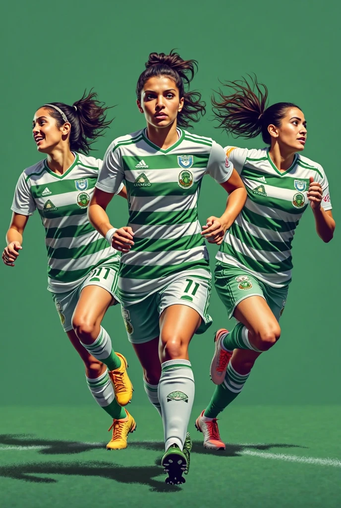Make a green and white soccer jersey with a striped pattern