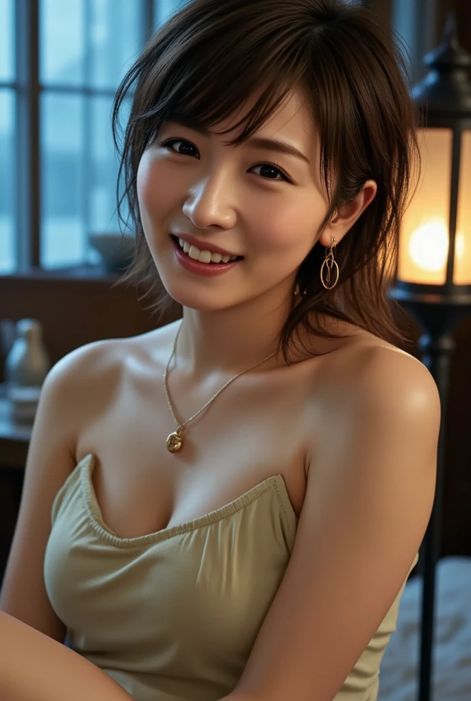 ((((masterpiece、Highest quality、High resolution、Tabletop、wallpaper、Realistic、Bright lighting、Professional Lighting、Face Light、Smooth lighting、Japanese women、Beautiful woman、action、gravure、sexy、so beautiful、Beautiful Skin、Beautiful and exquisite、Detailed face、slim、Looking into the camera、Cleavage))))、((Big Breasts:1.6))、((((One woman, bikini,A room in a luxury hotel、looking at viewer:1.5)))),smile,close mouth
