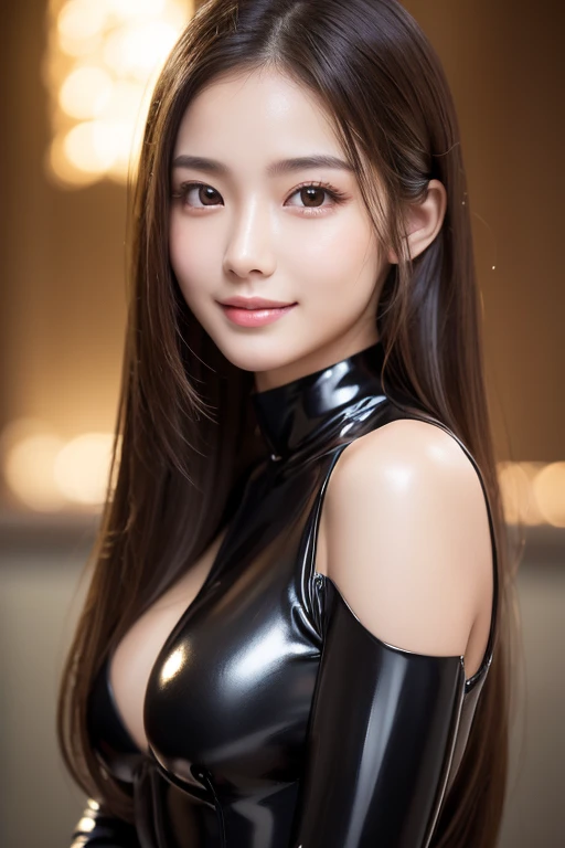a beautiful detailed sexy stylish female idol,realistic glossy lipstick,extremely detailed smiling face,extremely detailed defined eyebrows,extremely detailed natural makeup,long eyelashes,full body,lesbian,wearing a sheer latex bodysuit,colorful hair,photorealistic,cinematic lighting,high quality,masterpiece,8k,ultra-detailed