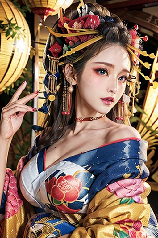 (8K、RAW Photosgraphy、Highest quality、masterpiece:1.2)、(Realistic、Realistic:1.37)、Ultra-high resolution、One Girl、cute、((Large Breasts:1.2))alone、night、Sitting、date、(Nose redness)、(Laughter:1.1)、(Closed)、Huge 、Beautiful Eyes、(short hair:1.2)、(((Fireworks bursting into the sky、night)))、(((kimono、yukata)))、Cleavage、Perfect body、Perfect Fingers、Professional Lighting、Japanese Goddess、gravure、Detailed face and skin texture、fine grain、RAW Photos