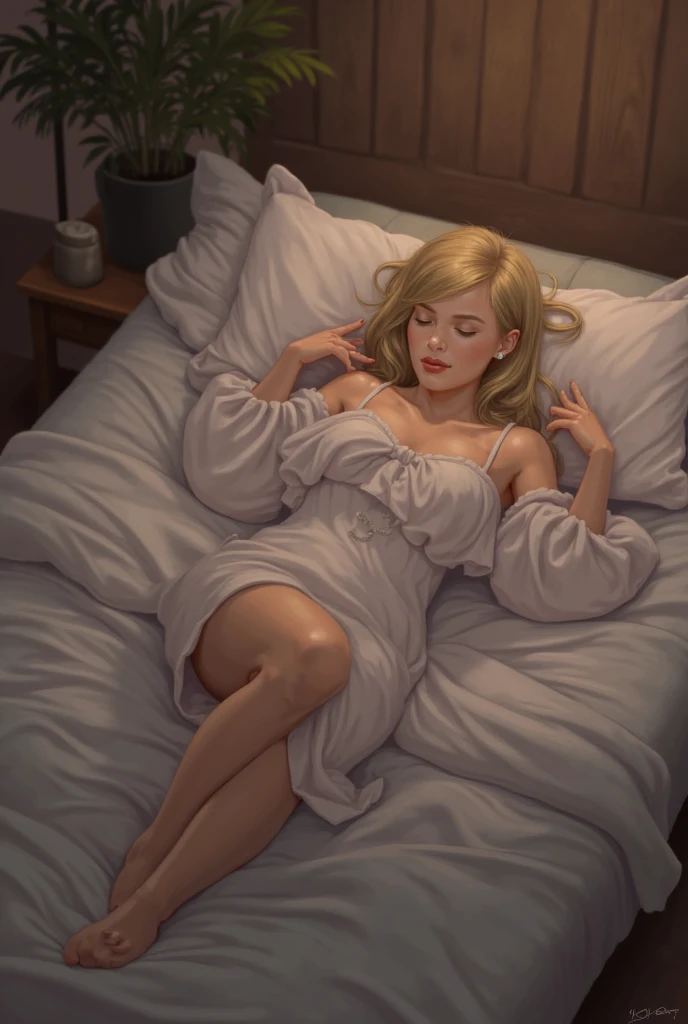 
(Caravaggio light), Rembrandt style, 
the ends of the hair turn into rays of light,
 night, 
view from above, top view, from above, lying,
a (girl in blue underwear) lies on a double bed, a girl lies on a double bed in a bedroom with blue walls, t pose, arms in different directions, a girl glows from inside, hair turns into light, light from her chest, glowing outline, dark atmosphere, (dream catcher), double bed with a blue sheet, 
shadows, 
glowing hair, light hair, light skin,
adult, [Nordic], Hourglass elongated fitness body, 
((glowing skin)), Oval Face, Long neck, Rounded shoulders, perfect hand,  Attached Pointed ears, round forehead, ((Short blonde Waves pixie hair)), snub nose, Arched eyebrows, closed Eyes, High Round Narrow cheekbones, Dimpled Cheeks, Rounded Chin, Rounded Jawline, Fine Puppet Wrinkles, Full nude Lips, (glowing closed eyes), Nude Makeup Look, long eyelashes, Hourglass-shaped hips, Slim thighs, long slim fitness legs, third breast size, Linear Hourglass-shaped abs,  
 
graphic style of novel comics,  2d, 8k, hyperrealism, masterpiece, high resolution, best quality, ultra-detailed, super realistic, Hyperrealistic art, high-quality, ultra high res, highest detailed, lot of details, Extremely high-resolution details, incredibly lifelike, colourful, 