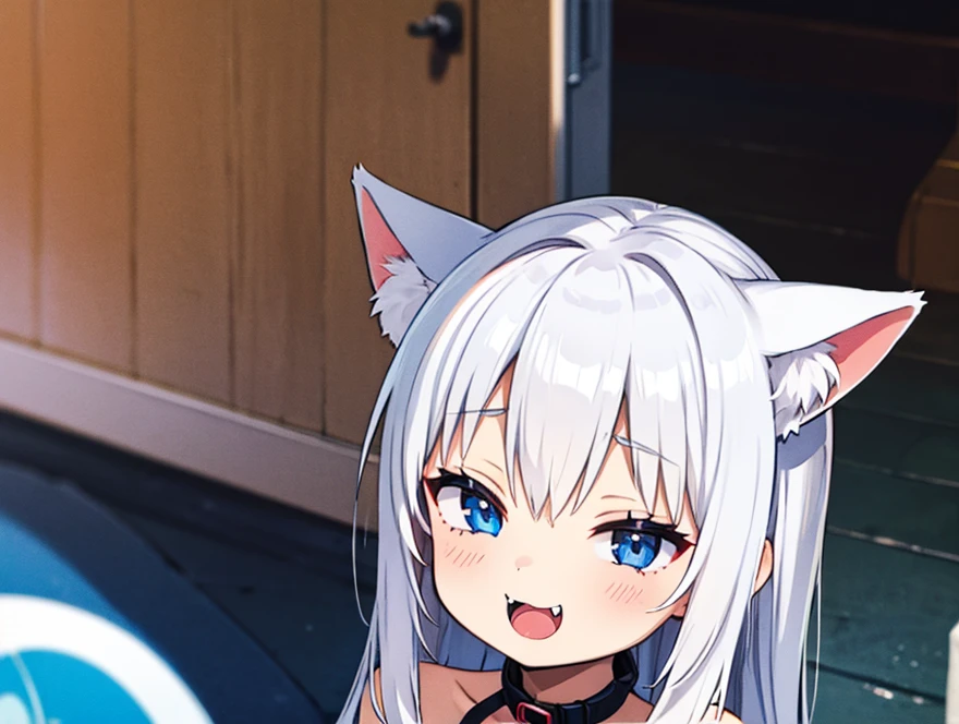 Back alley, tattered clothes, elf girl, cat ears, collar, blindfold, nipple piercings, gagged, on all fours(Pee) Lift one leg up, it feels good Cramp Ahegao Wet Crotch、Love juice、Sexy and embarrassing
