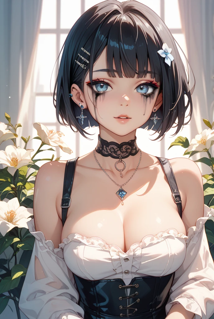 (((Young White Woman))), ((Best Quality)), ((Masterpiece)), (Detail: 1.4), 3D,MarinLora, blush, short hair, black hair, hair ornament, thighhighs, long sleeves, dress, purple eyes, purple hair, flower, (nude), pastel, Centered, scale to fit the dimensions, nffsw (High dynamic range),Ray tracing,NVIDIA RTX,Hyper-Resolution,Unreal 5,Subsurface Dispersion, PBR Texture, Post-processing, Anisotropy Filtering, depth of fields, Maximum clarity and sharpness, Multilayer textures, Albedo and specular maps, Surface Shading, accurate simulation of light and material interactions, Perfect proportions, Octane Render, Two-tone lighting, Wide aperture, Low ISO, White Balance, thirds rule, 8K Raw, Crysisnanosuit,loraeyes,nijistyle,pantyhose, freckles, nsfw, sexual pose ,High detailed, 300dpi, pornstar, ((((white background))), (((sexy pose))), (((flirt))) ((fullbody))