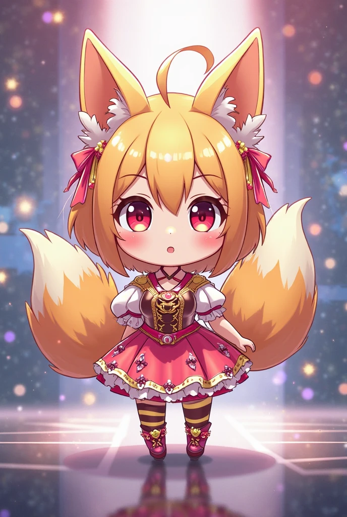 very long hair, white dress, white corset, outside, medium breasts, (chibi, furry female, furry, gynomorph:1.4), (smile:1.1, open mouth), (doll joints, revealing clothes, thick thighs, cleavage), makeup, looking at viewer <lora:blindbox_v1_mix:1>