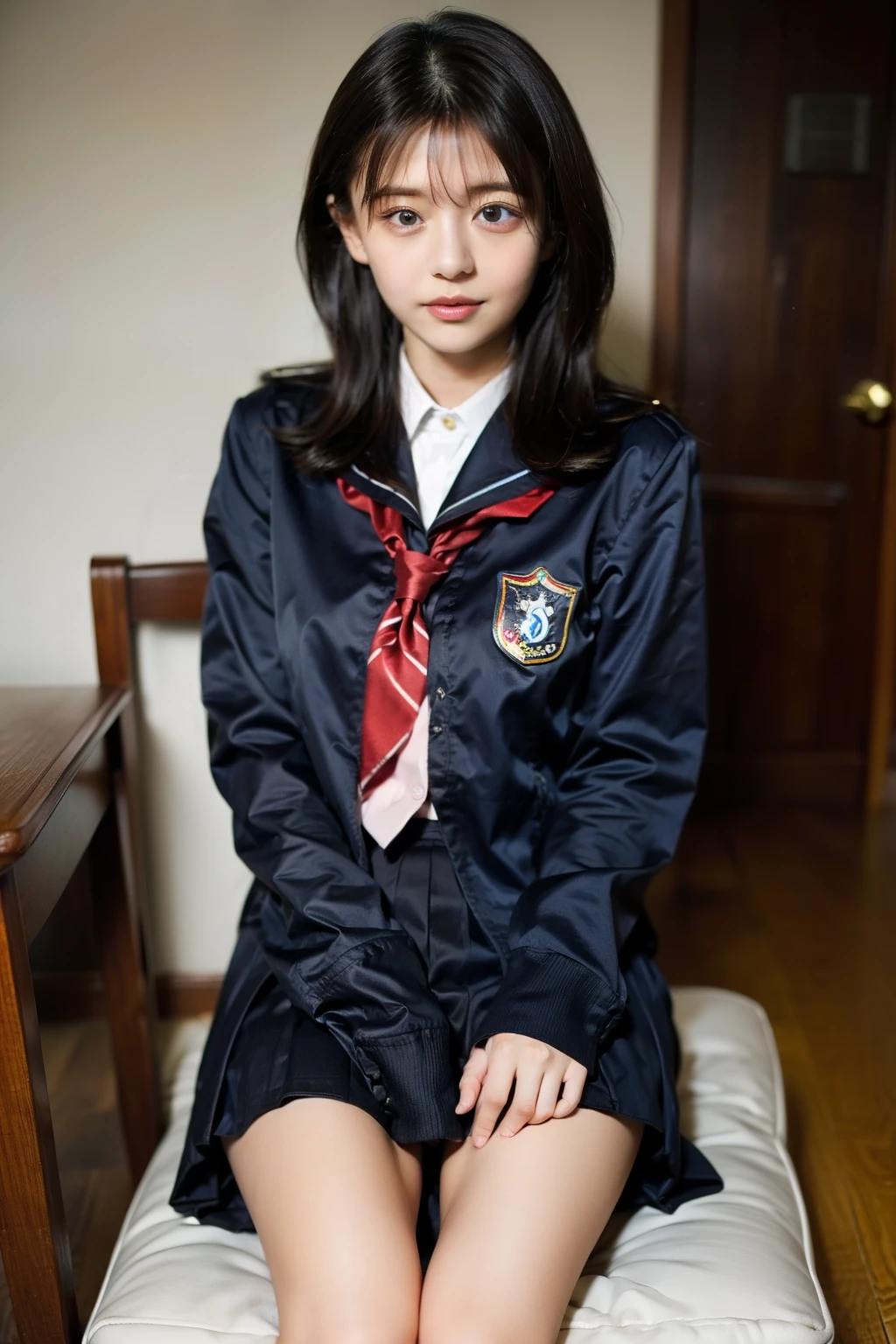 Beautiful girl in a sailor-style high school uniform、As a molester 、 and open your legs  、  Let me expose my pussy 