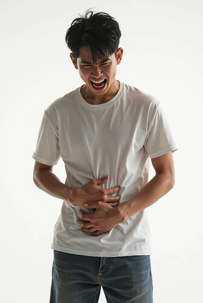 A person with a lot of stomach pain 