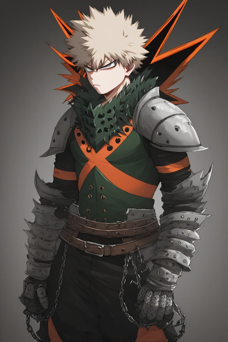 score_9, score_8_up, score_7_up, score_6_up, score_5_up, vocidcharcard, ornate border, holding weapon, 1boy, sword, solo, blue eyes, fur trim, gloves, weapon, white hair, orc, green skin, chain, looking at viewer