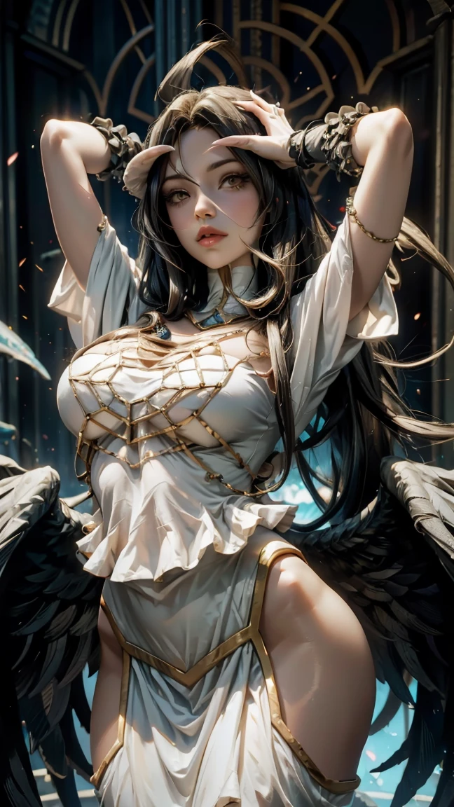 (superflat, masterpiece, flat shading, flat colors:1.1), Cinematic shot, Masterpiece, ((3 females, lesbian orgy, lesbian sex scene)), european, (3 beautiful females), standing female teacher with two girls on a leash, humiliating , golden halo, halo, (hands on neck, choking:1.3), (chained, tied, golden chain, chain around bodies , chained collar, handcuffs, bdsm, rough:1.4), leather gloves, leather, slim, angel wings, (cold light, cold blue tones), flat blue background, highly detailed, best quality, close, low_angle_human