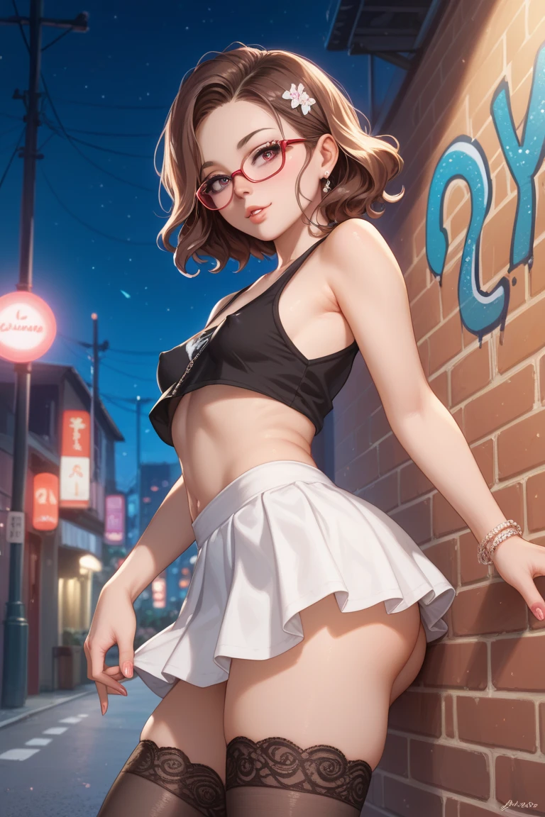 bunnygirl,Standing,opening legs,toned body type,Bust Size E,eye glass,