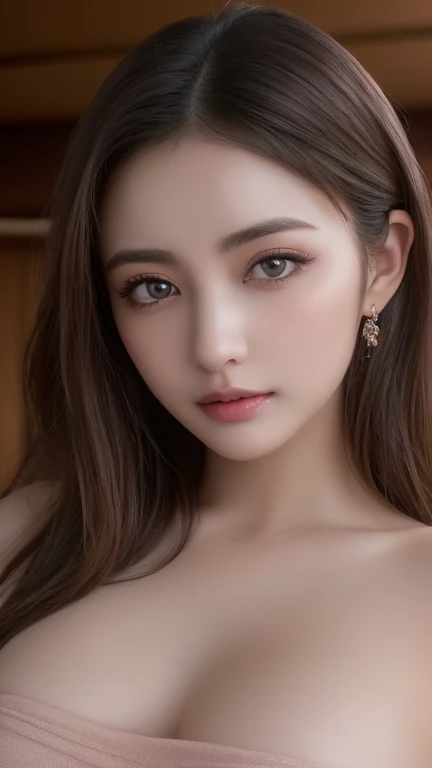 1woman, (Ultra realistic, high res), (highly detailed eyes, highly detailed hair, highly detailed face, highly detailed plump lips), (off shoulder with open breasts), upper body, caute smile, (best quality:1.4), Raw photo, (realistic, photo-realistic:1.37), professional photography, cinematic light, (fine face: 1.2),