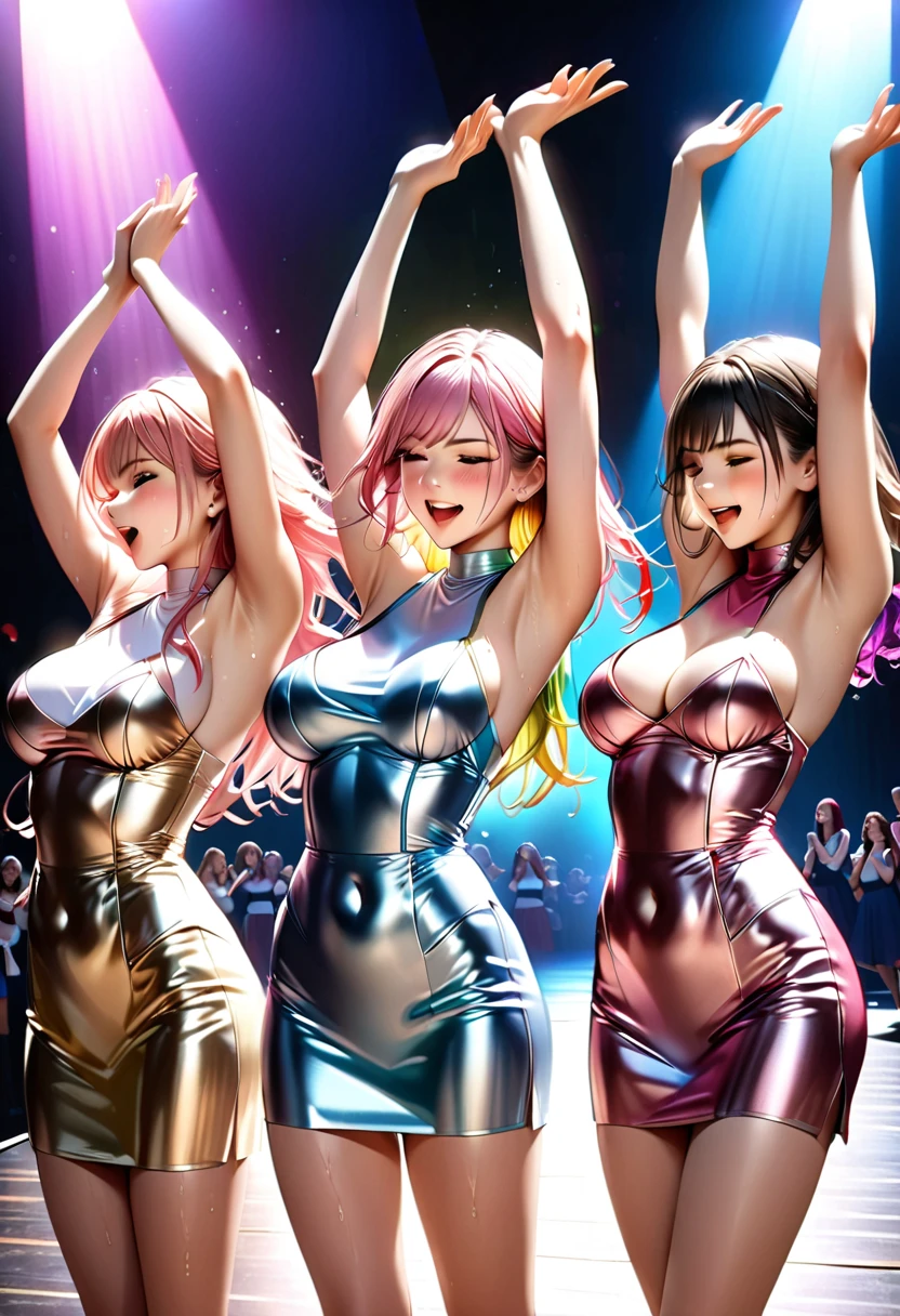 Ultra HD、Ultra high definition、Noise Reduction、perfection、Image quality adjustment、balance、live house、stage、Four Girls、band、bandリ、girlsBAND、White Berry、Bocchi the Rock！、((guitar、base、vocal、Drums))、Camel Toe、Giant tit、Nipple Puffs、Cleavage、Plump、Super big breasts、Super big butt、Bubble butt、Spotlight、Logo T-shirt