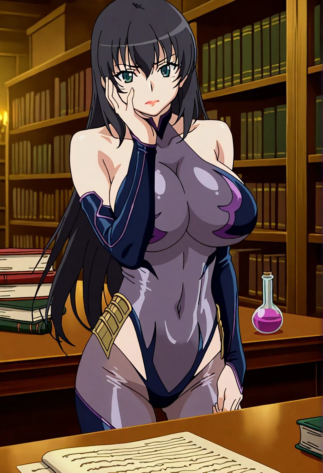 rifa,1 girl,(purple eyes, purple hair),bangs,Long Hair,((Long gloves covered in black latex down to the fingertips), (Black latex corset dress), (Halter neck corset dress), (Black latex tight mini skirt), (Black thigh-high boots)), (nipples visible through clothes:0.6),
20 years,young woman,beautiful long legs,beautiful body,
beautiful Nose,beautiful character design, perfect eye, perfect face,expressive eye,Perfect balance,
View your audience,(Focus on her face), (Innocent_big_eye:1.0),
Anime art style,Dynamic Angle,Official Art,Very detailed CG Unity 8k wallpaper, Perfect lighting,colorful, bright_front_face_Lighting,White skin,
(masterpiece:1.0),(Highest_quality:1.0), 超High resolution,4K,Very detailed,
photograph, 8k, High resolution, High resolution, (Absurd:1.2), Kodak Portrait 400, Film Grain, Lens flare, (Vibrant_color:1.2),Professional Photograph,
(beautiful_Big Breasts:1,0), (beautiful_face:1.0),(narrow_Waist),