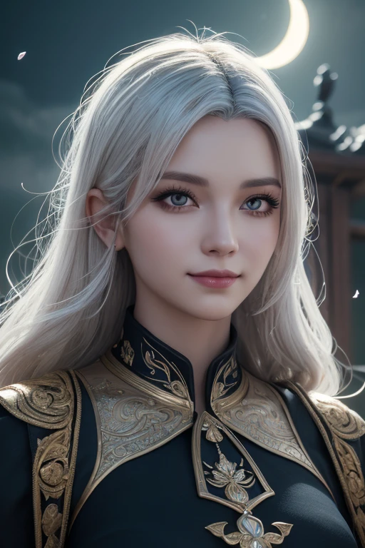 spelling the magic, wearing something like cosplay outfit, impossible fantasy scene, look up the sky, holding a mage rod, causing huge flame tornade from the mage rod, around area is on fire, detailed face, long white hair, hair is shaggy and dishevelled by the wind, beautiful white-colored translucent skin, slendar figure, skiny chest , heavy-makeup, small nose, smooth shaped jawline, glossy face, flushed cheeks, a little sweating, detailed eyes, detailed lips, beautiful long eyelashes, photorealistic, highly detailed, 8k, best quality, masterpiece, vibrant colors, dramatic lighting, cinematic composition, digital art