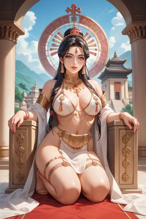 Goddess parvati hot dress in mount kailash with devotees holding trident full nude