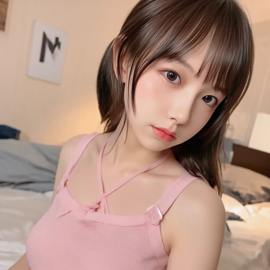 1girl in, Extremely cute face,masterpiece, top-quality, Ultra-fine, Colossal tits, Brown hair、glabella、nudde、Pink nipples,a miniskirt, sockes, Brown hair, School Uniforms, Sitting, The shirt, a bed, Black bra,undergarment、 line of sight, large full breasts, オープンThe shirt, Open your clothes, in a house, 黒sockes, bow ribbon, blanche, Keep your hair up and short,Best Quality,4K,Ultra-detailed,a baby face、a navel、nogizaka、After school、Beautiful black eyes:1.3、17-year-old schoolgirl、 more_Details:1.5,sexypose