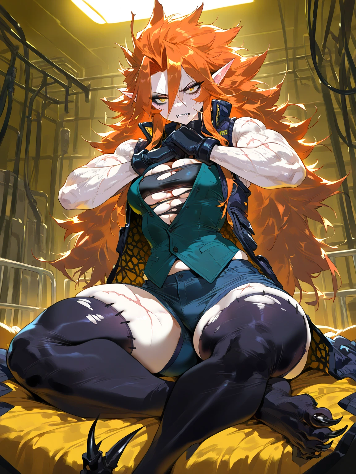 nous, Maintenant, grosse poitrine,bottes blanches, pantalon,manteau, Musclegirl, marche, sourire, cheveux longs, cathedral, Ouest, portrait, Fuuma Kotaro,  Tenkaichi,