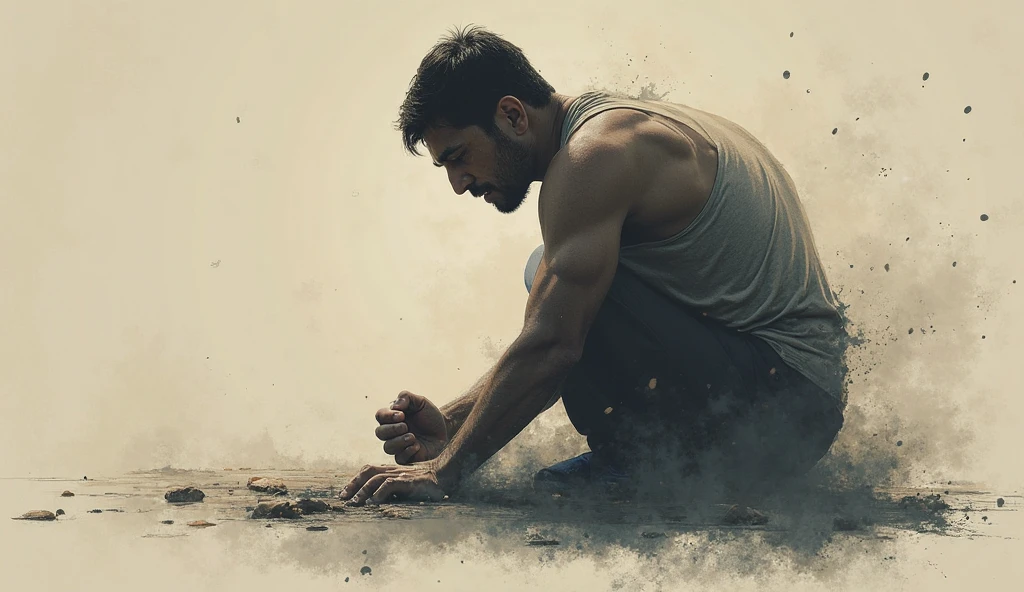 Real image of a single man between 30 and 35 years old, Latino on his knees and face down thanking God