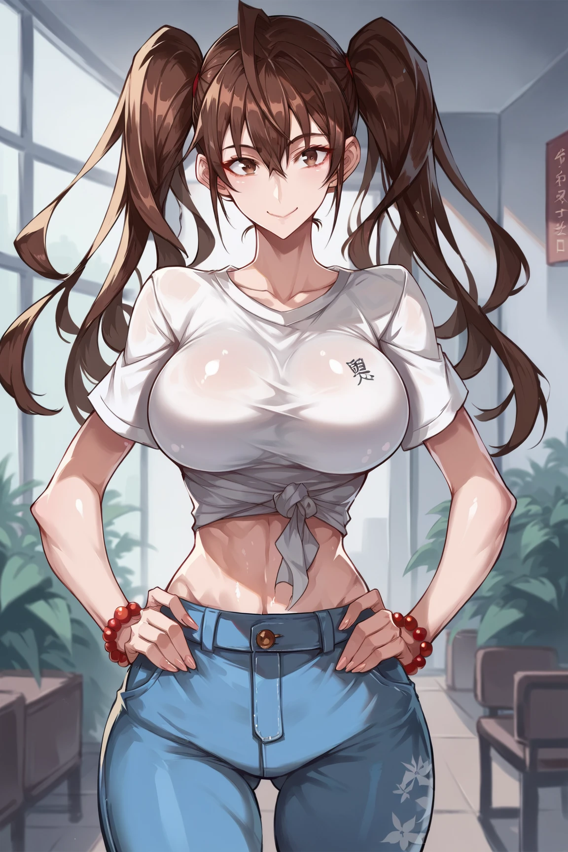attractive korean woman, ripped muscle, muscular body, small breast, pale skin, smile(blush), nude, cross pendant, sixpack abs, [ultra detailed skin:1.2], brown hair, messy hair, 8k uhd, pussy, full body, crowd, public, night,
