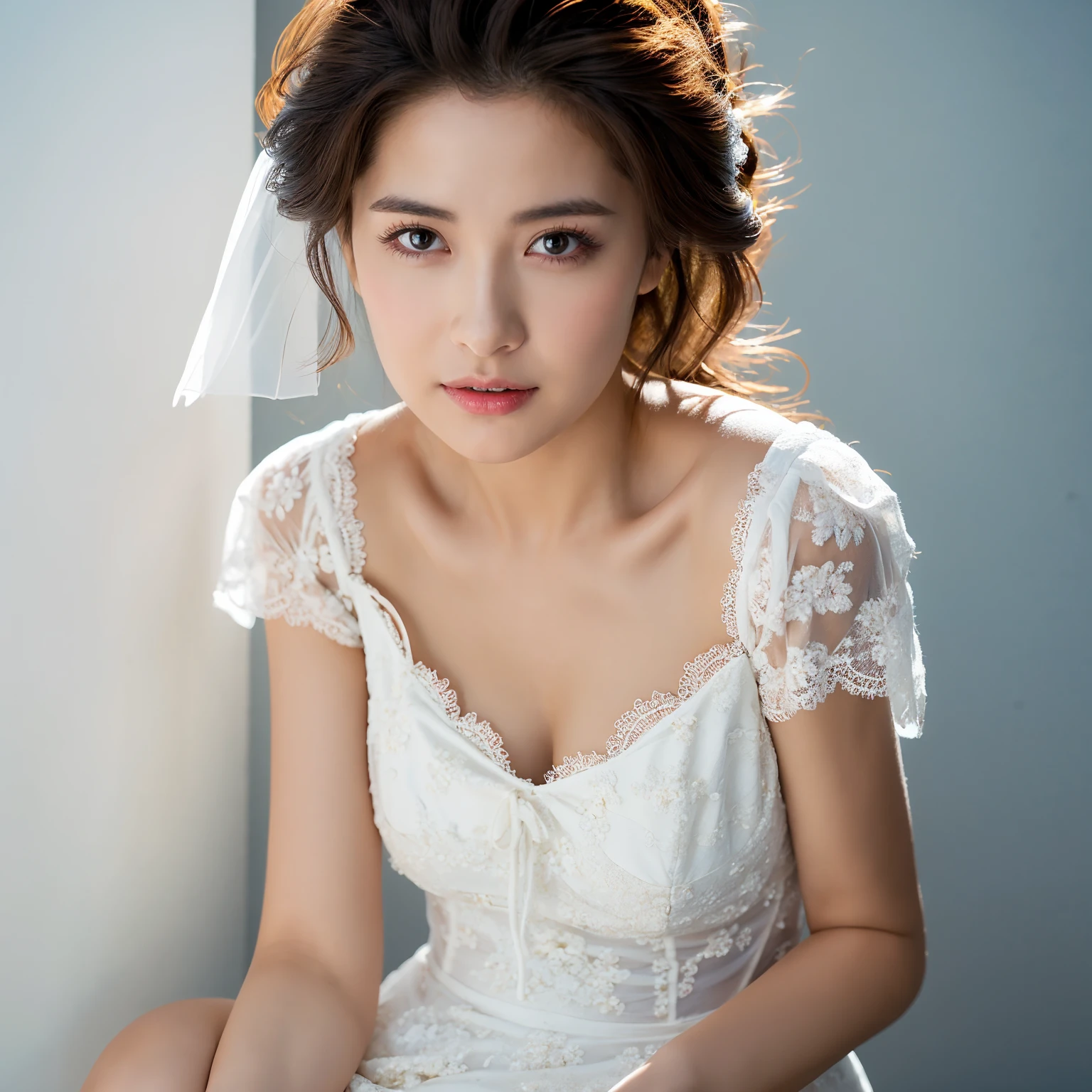 <lora:FilmG2:1.1>,filmg, fashion photography portrait of 1girl,fluffy hair, soft light, rim light, beautiful shadow, low key, (photorealistic, raw photo:1.2), (natural skin texture, realistic eye and face details), hyperrealism, ultra high res, 4K, Best quality, masterpiece, necklace, crown, princess,small breasts, (cleavage:0.8), in the dark, WEDDING DRESS,bride, bridal dress, lots of flowers surrounding, <lora:weddingdress_v1:0.5>