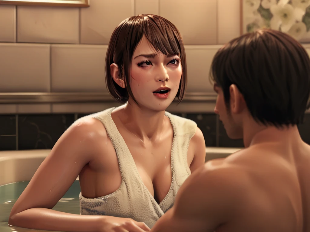 Best Quality, masutepiece, 超A high resolution, (Photorealistic:1.4), Raw photo, Professional Lighting, Photon mapping, Radio City,1girl and 1fem boy, grabbing from behind, grabbing on breasts, In the Dark, deepshadow, lowkey, cold light,