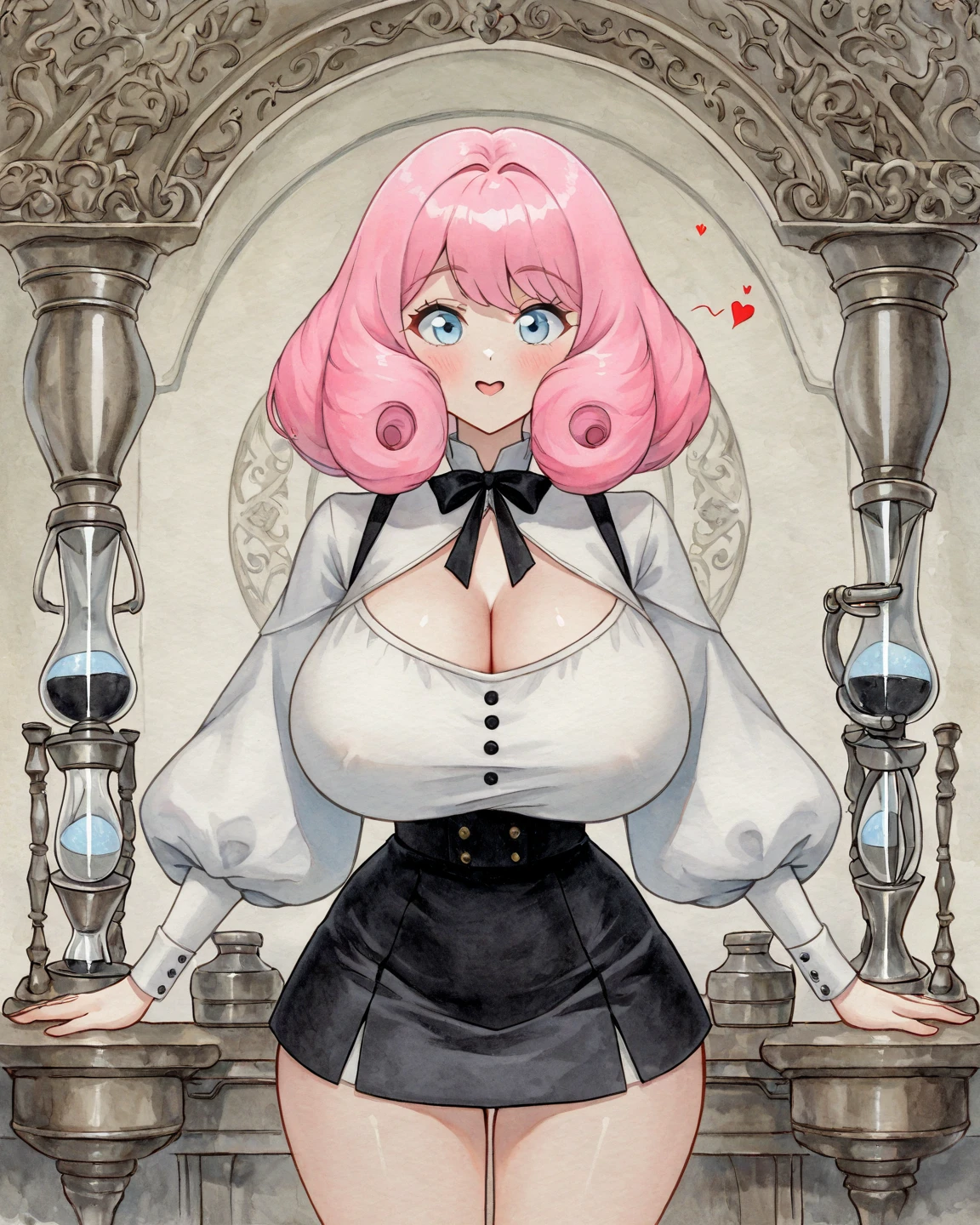 masterpiece, best quality, girl, (mature female:1.2), large breasts, magical girl, magical girl clothes, magic circle, dark magical circle,
pink hair, hair ornament, twintails, hair bobbles, blue eyes,