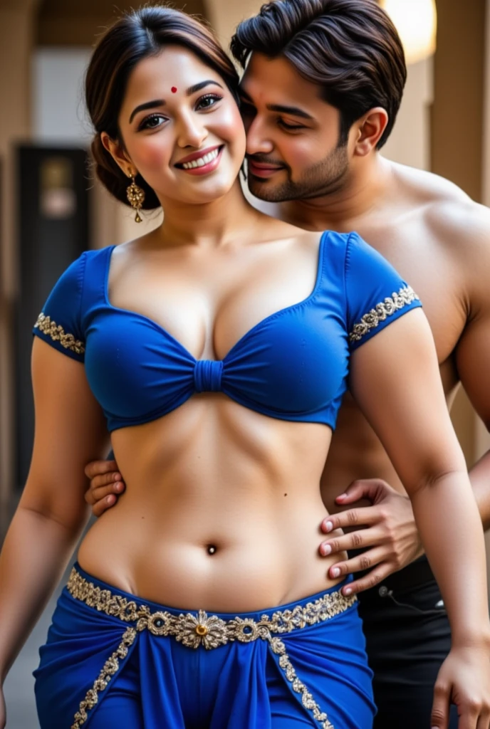 HD wallpaper 32k cinematic shoot of a Beautiful cute girl, with thick thighs and a curvy slim waist, curly hair, smiling, wearing a tie front date dress, jeans pants, in a cafe, ((navel)), (((open neckline))), (((boobs))), (((lowwaist))), (((a man kissing her navel)))