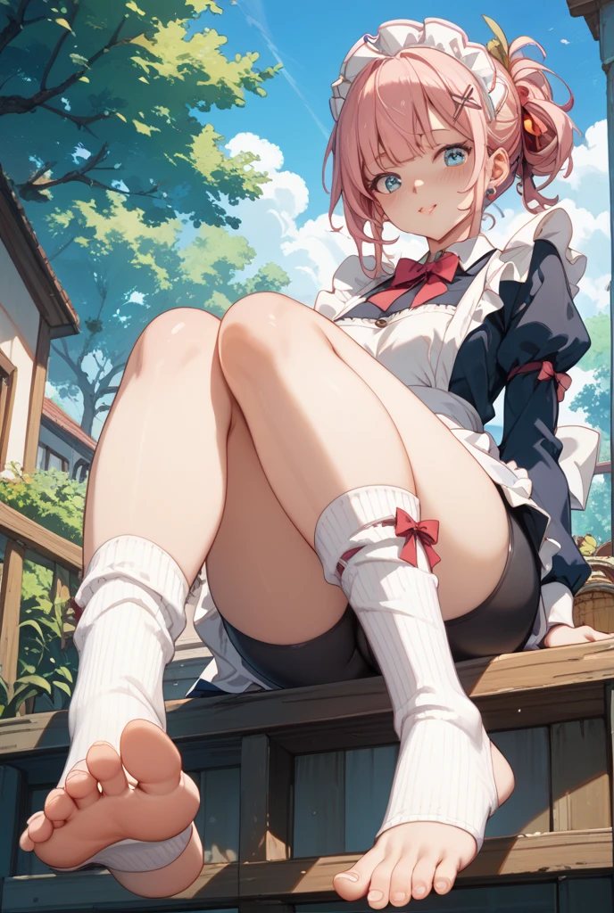  girl having sex),Girl  with pink hair, long twintail hairstyle, ((small bushy eyebrows)), wearing gothic lolita clothing, lolicon , walking to school, flirty smile,, walking to school, bored look, bored face,, (sitting with legs open lifting her skirt to show her vagina wet with semen), (1 boy having sex with the girls, scaried young boy)
