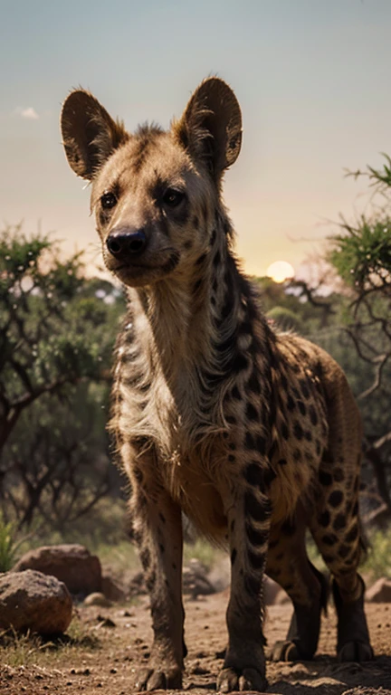 Solo, Sexy, hunk, hyena, pupils, tail, pawpads, hyper-realistic cgi, photorealistic, high detail, realistic:1.5, masterpiece, absurdres, best quality, HDR, high quality, high-definition, extremely detailed, 8k wallpaper, intricate details, 8K uhd, Full-HD, (realistic photo:1.9), harsh lighting, cinematic lighting, natural lighting, hard light, teal lighting, global illumination, ambient occlusion, depth of field, Field of View, lens flare, stunning environment, complex background, complex and intricate subject, full body